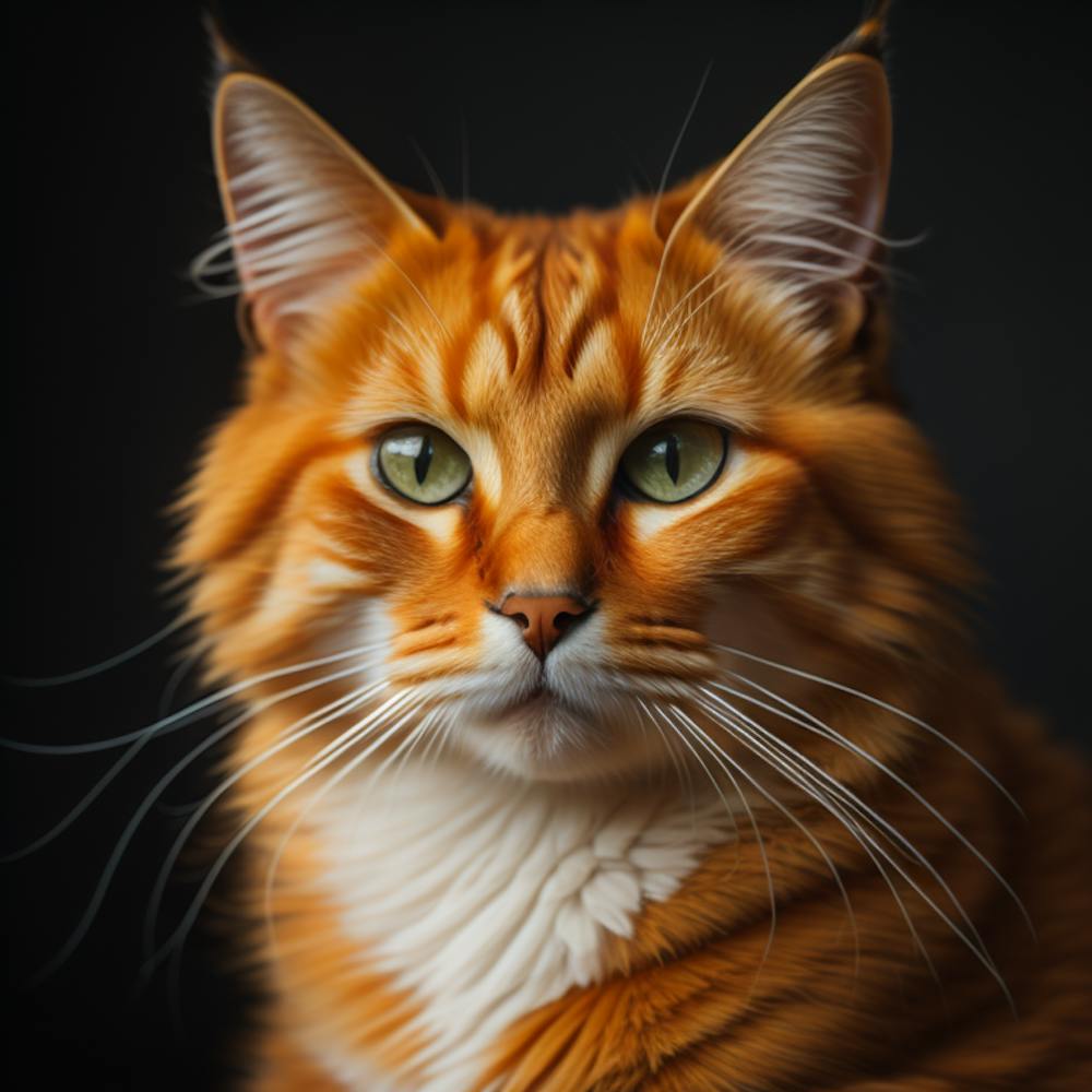 Orange Tabby Cat Print White Chest