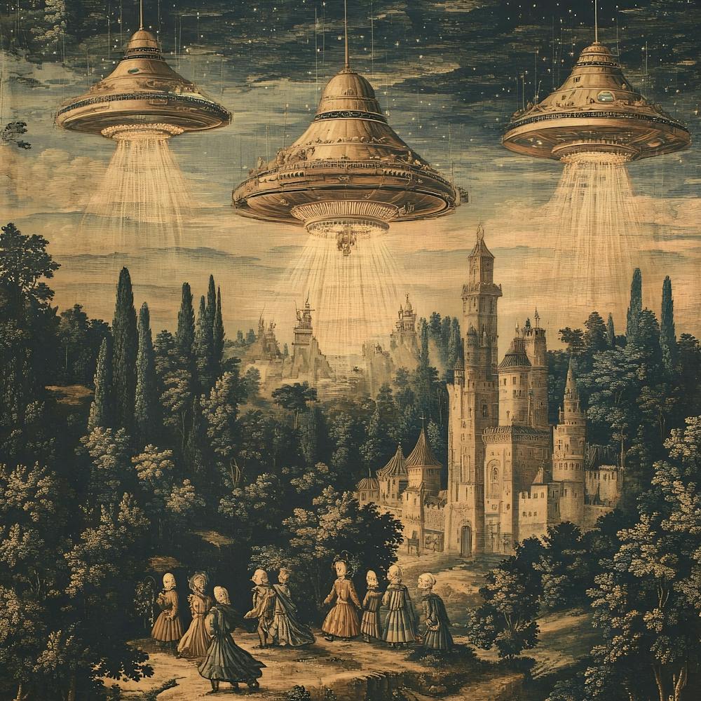 Alien Invasion Ancient Tapestry 2