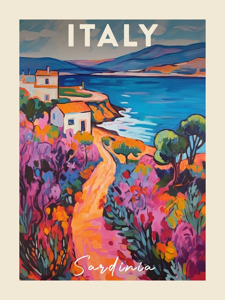 Sardinia Italy 4 Fauvist Painting Travel Poster
