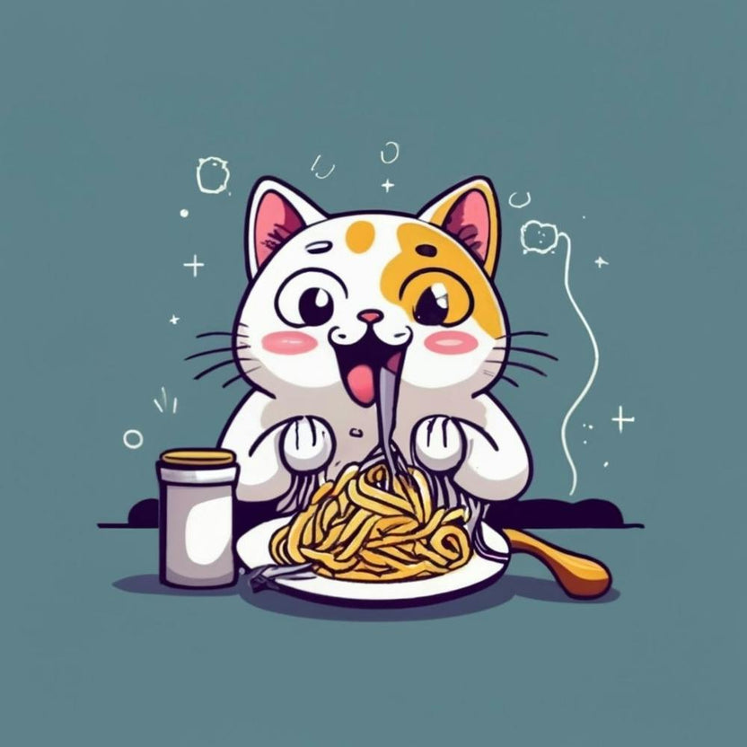 Cat Eating Spaghetti