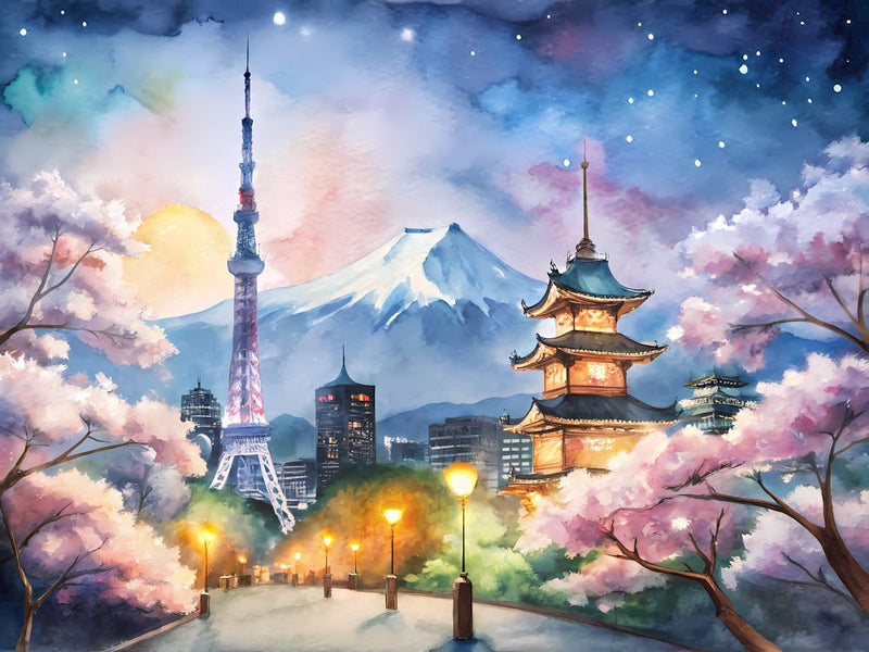 Tokyo Japan A Night Time Vintage Scene