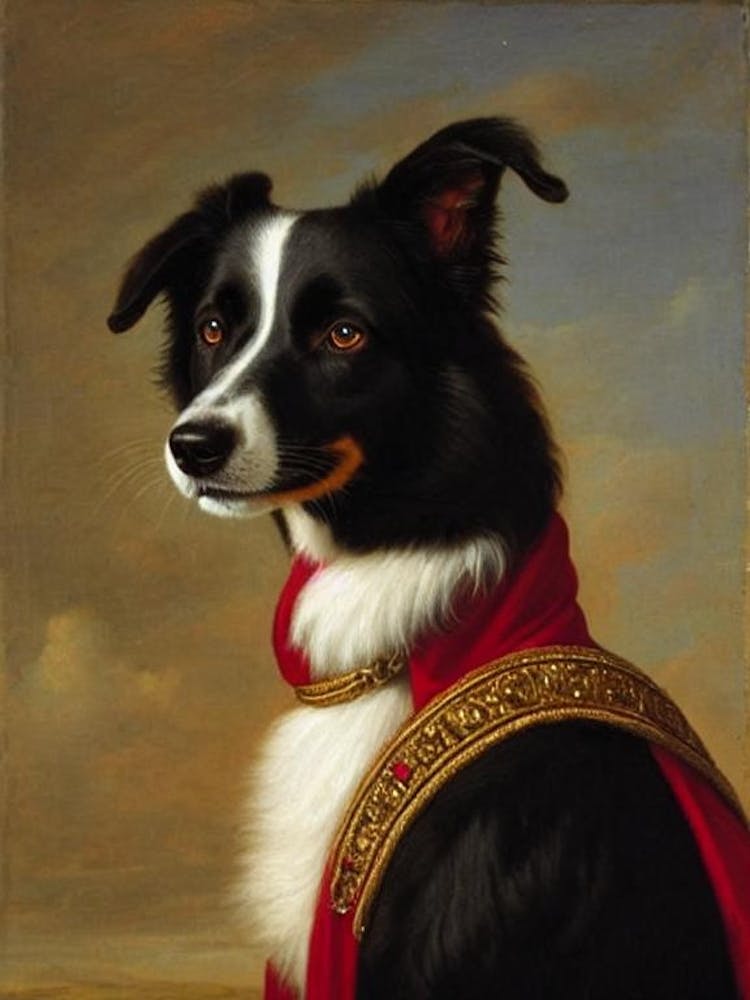 Border Collie 2 Renaissance-Porträt Ölgemälde
