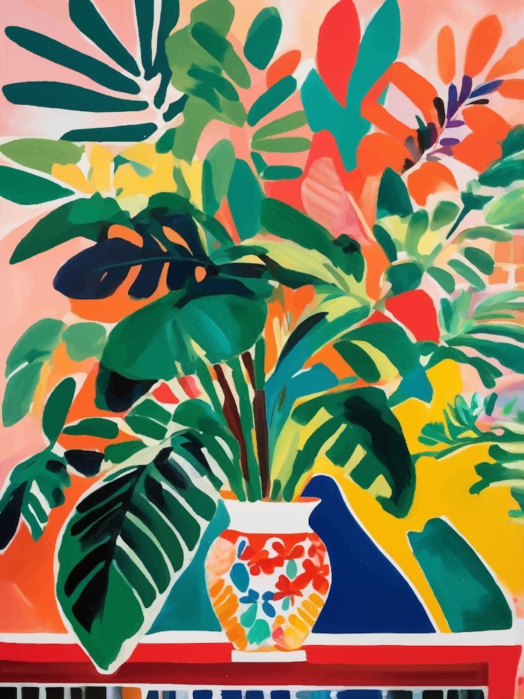 Abstract colorful Plants In A Vase