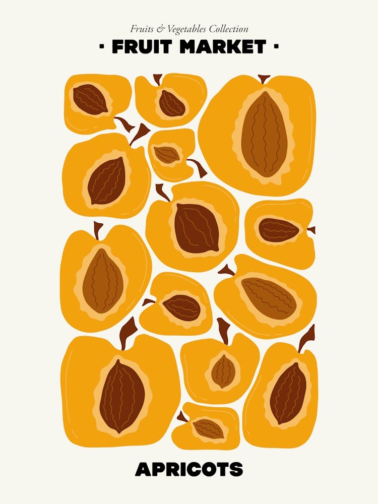 The Fruit Market Apricots Illustration Maximalist