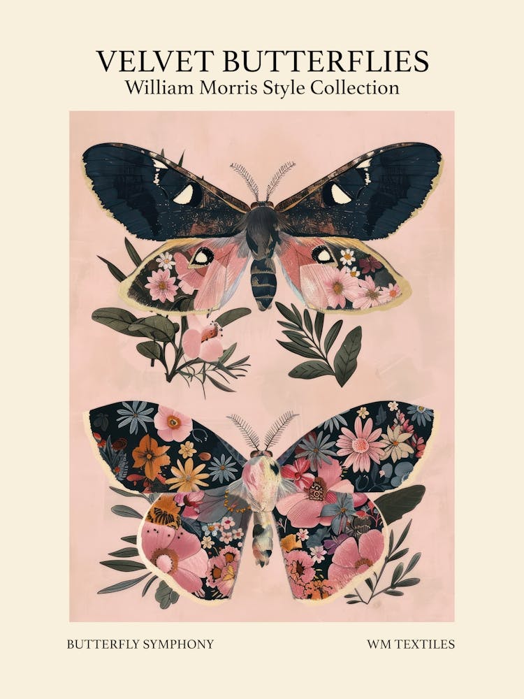 Velvet Butterflies Collection Butterfly Symphony William Morris Style 3