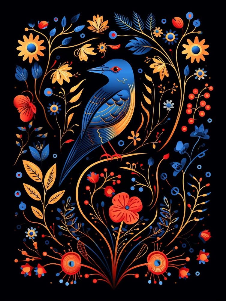 Folk Bird Illustration Eastern Bluebird 2