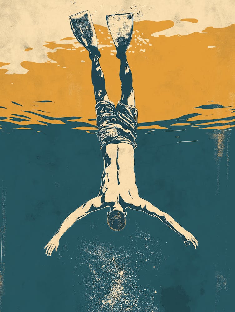 Man Diving Into Ocean