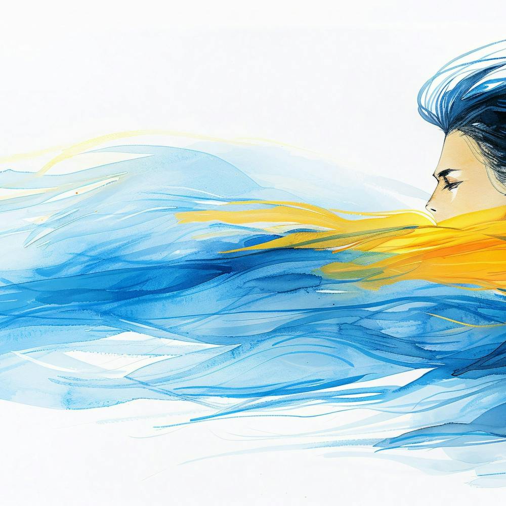 Girl With Blue And Yellow Hair