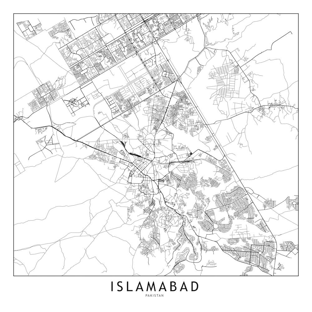 Islamabad White Map Square
