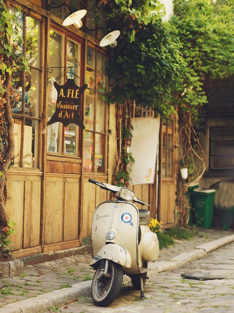 Vintage Vespa In A Paris Passage