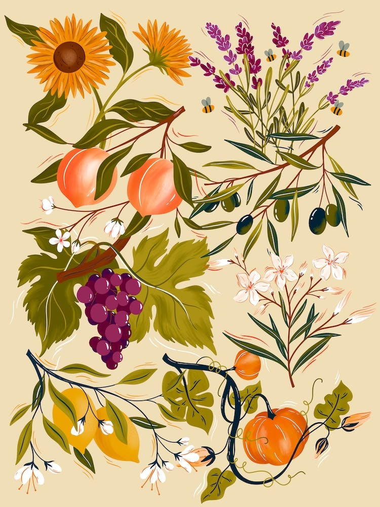 Mediterranean Botanical Pattern
