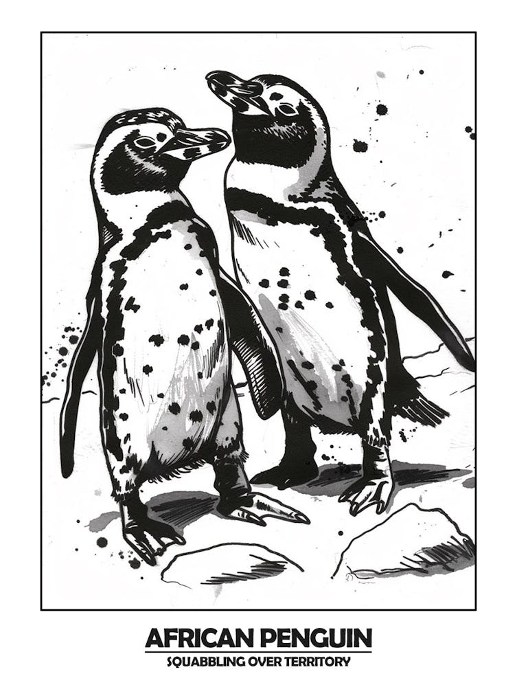 Penguin Squabbling Over Territory Poster 1