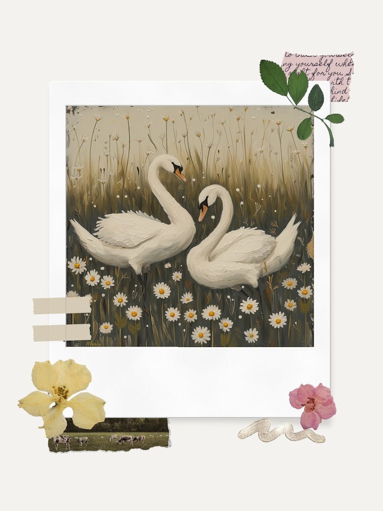 Scrapbook Swans Fairycore Painting 4