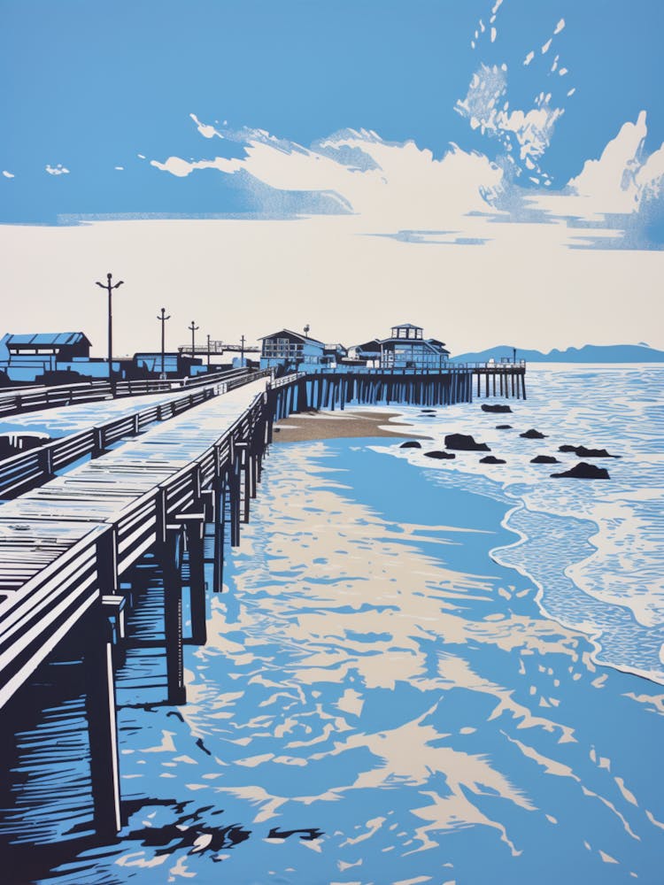 Linogravure de Broadstairs Beach Kent 1