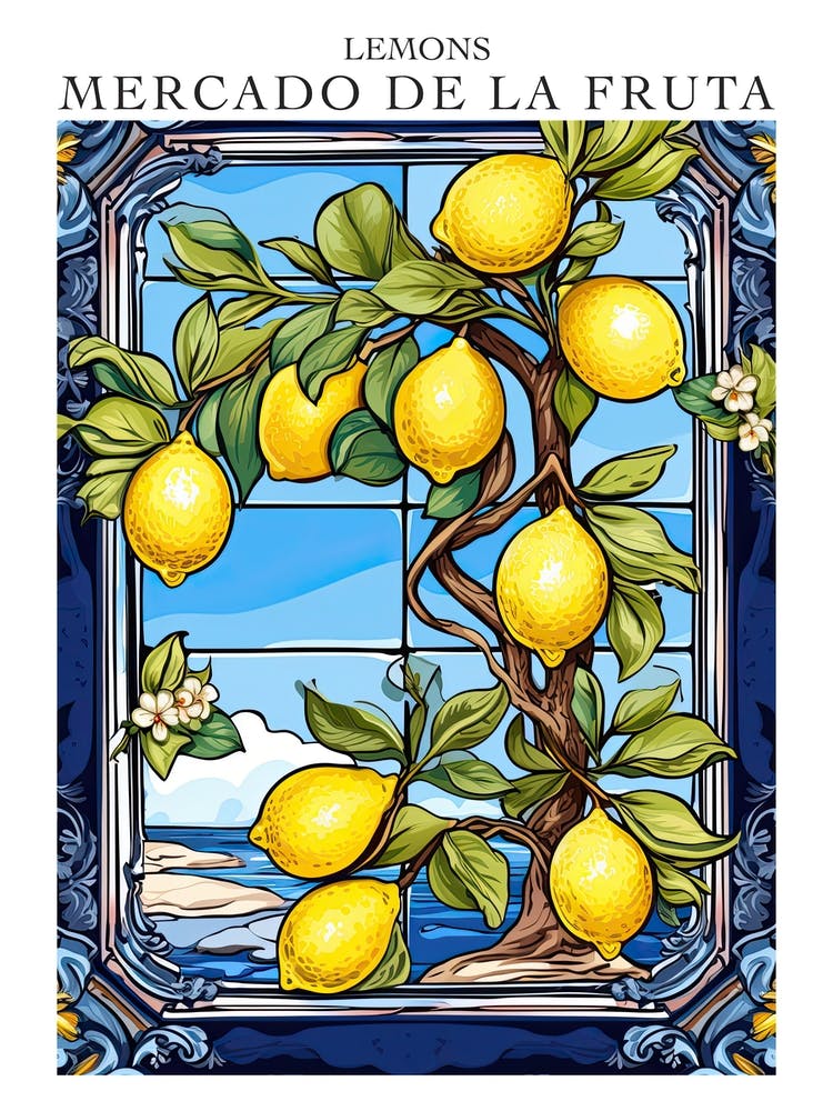 Mercado De La Fruta Lemons Illustration 11 Poster