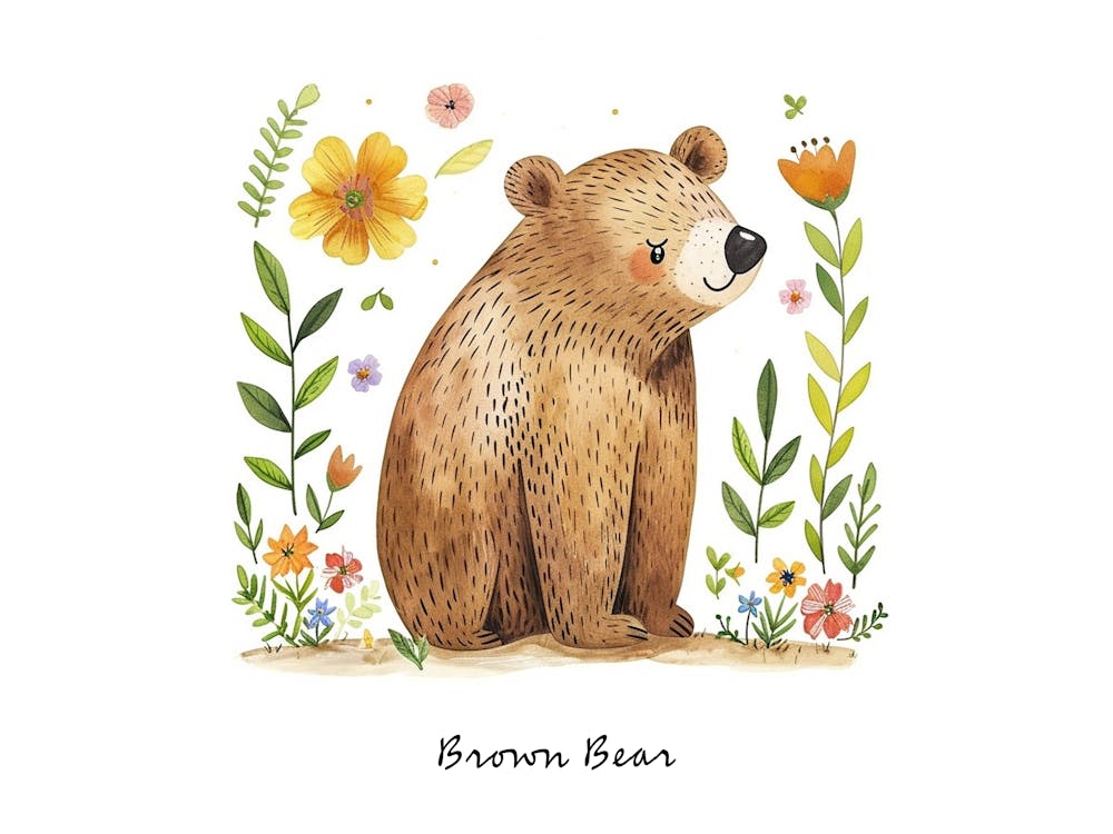 Little Floral Brown Bear 3 Poster