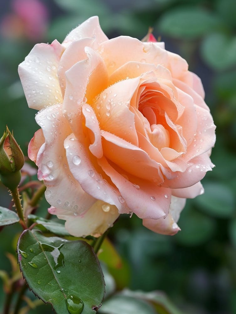 English Roses Painting Rose With Dewdrops 4