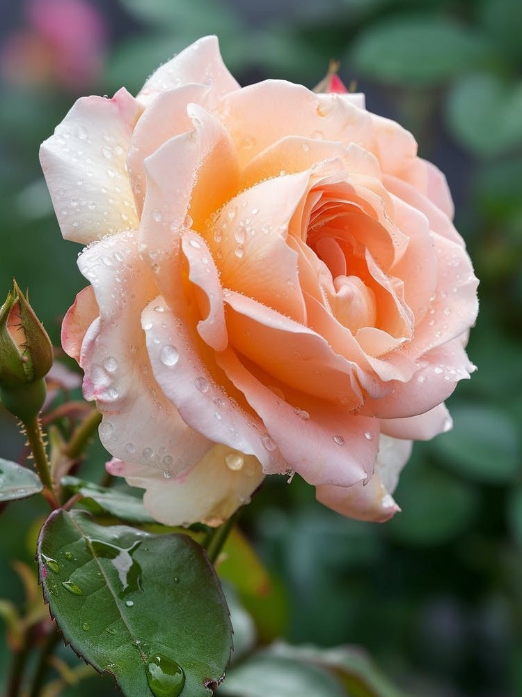 English Roses Painting Rose With Dewdrops 4