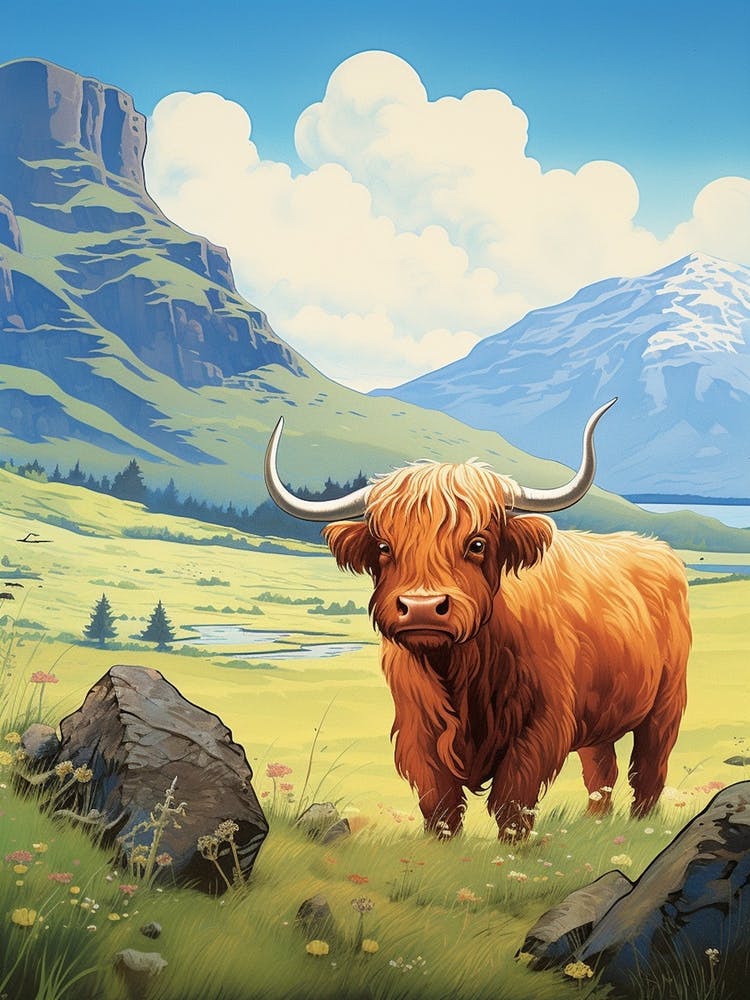 Vache Highland Hirsute Brune Dans La Vallée