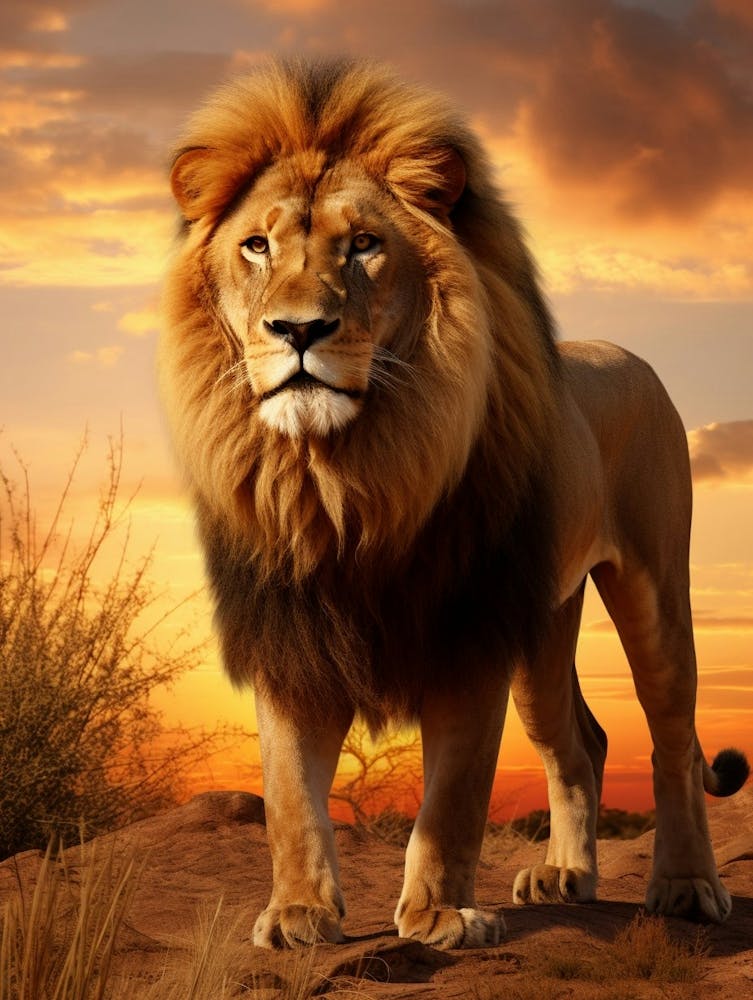 African Lion Sunset Portrait 3