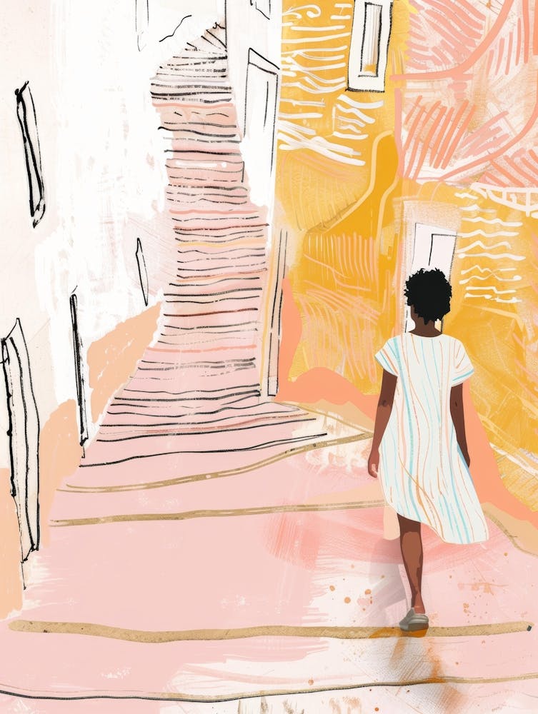 Girl Walking Down Stairs