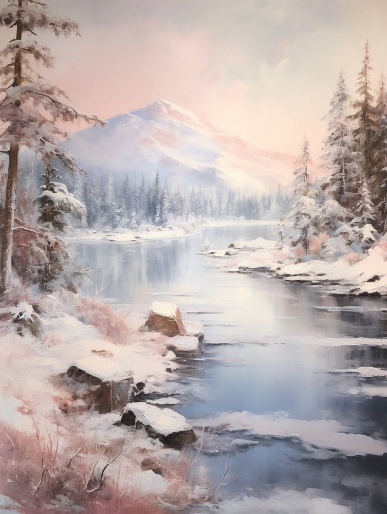 Dreamy Winter Painting Lake Tahoe Usa 4