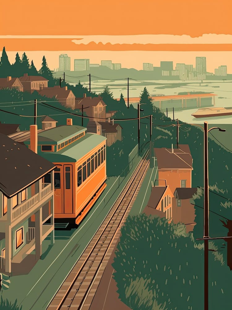 Seattle United States Travel Illustration 2