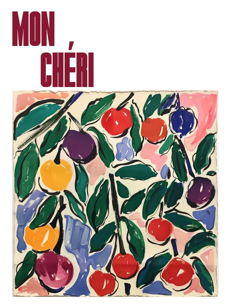 Mon Cheri Poster Cherry Painting Matisse Style 2