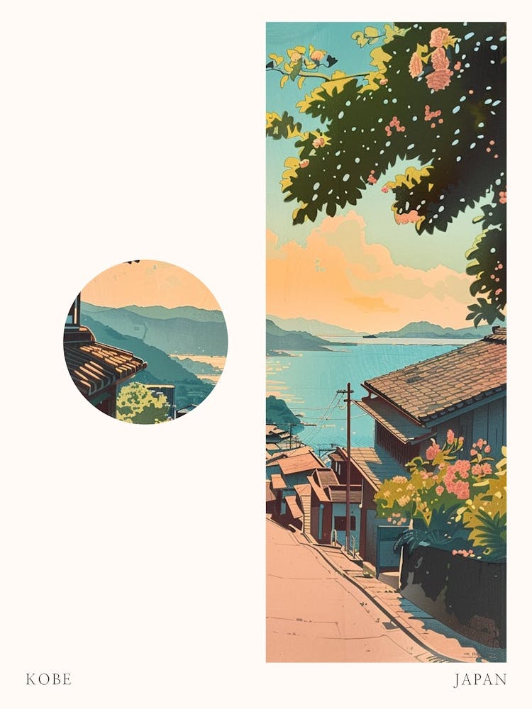 Kobe Japan 4 Cut Out Travel Poster
