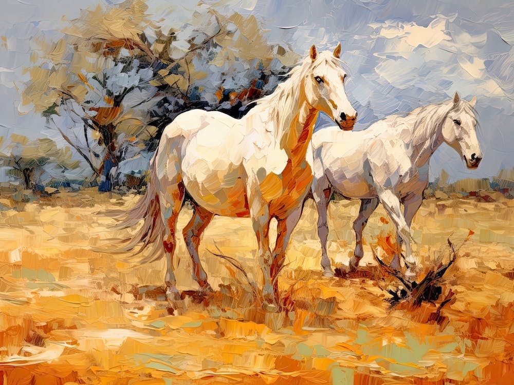 Peinture de Chevaux dans l'Outback, Australie, Paysage 2