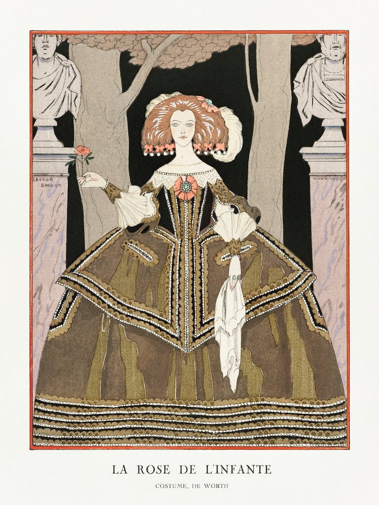 La Rose De L Infante Costume, De Worth From Gazette Du Bon Ton George Barbier