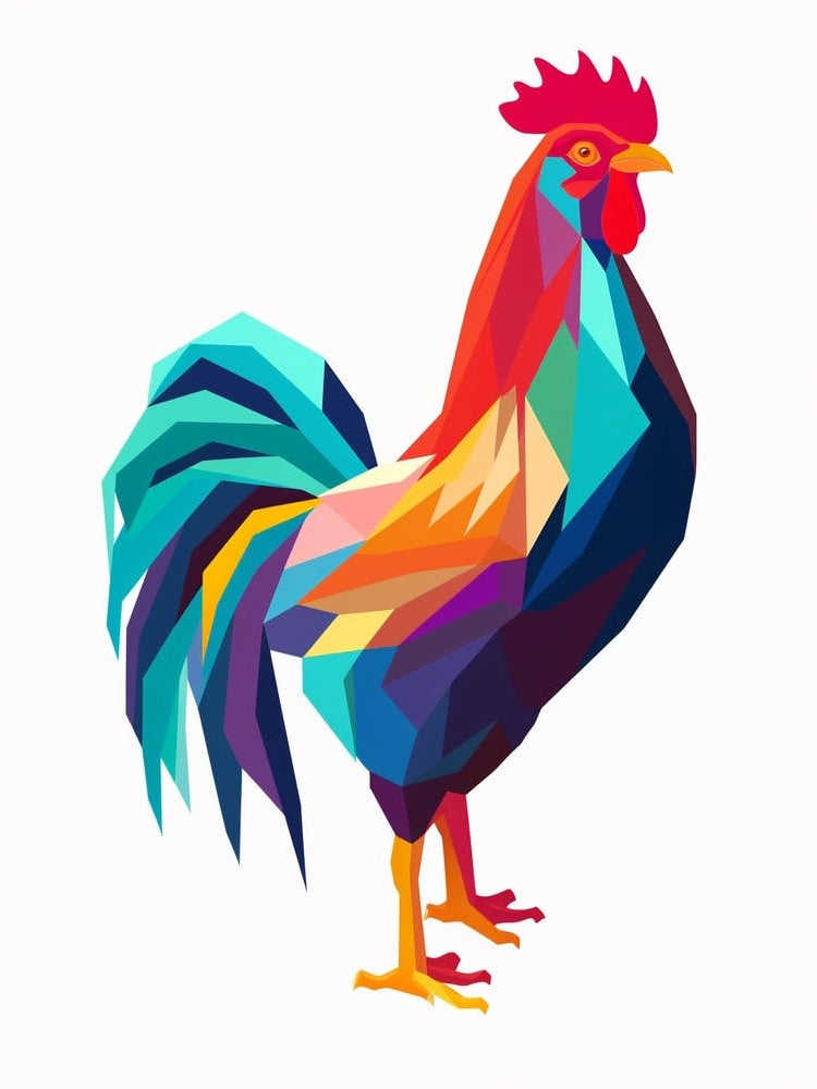 Colourful Geometric Bird Rooster 1