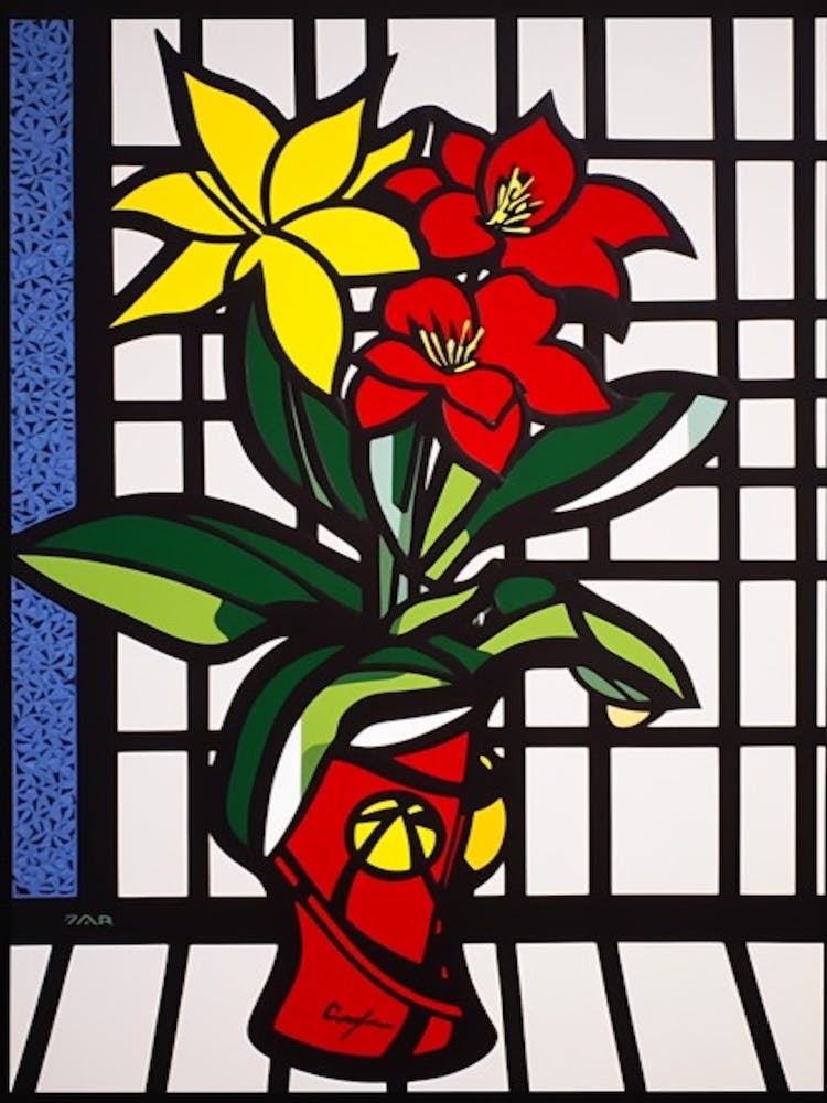 Poinsettia Flower Still Life  1 Pop Art Style