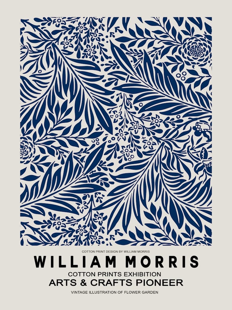 William Morris Blue Botanical Poster