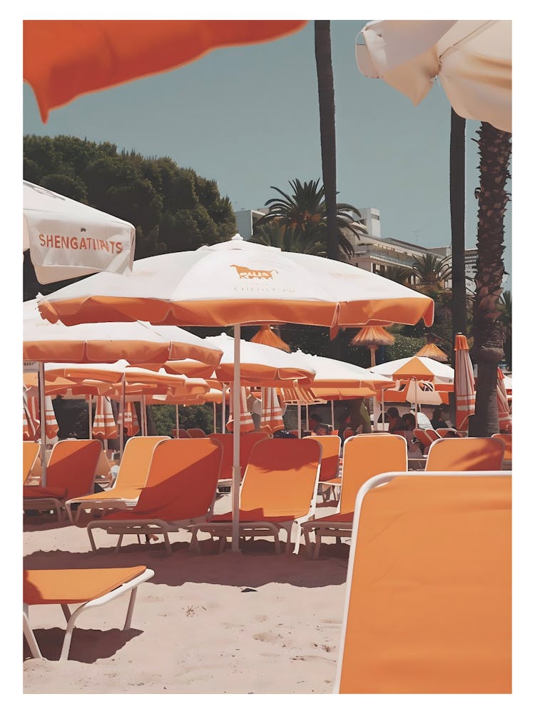 Orange Umbrellas On The Beach 1