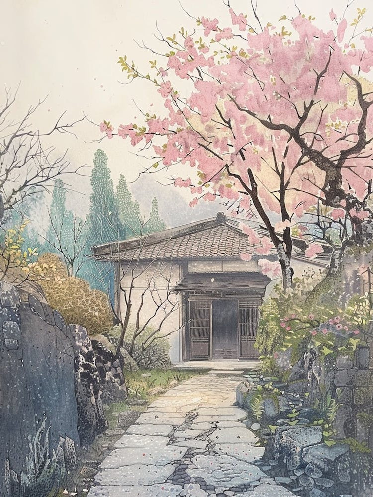 Yufuin Japan 2 Retro Illustration