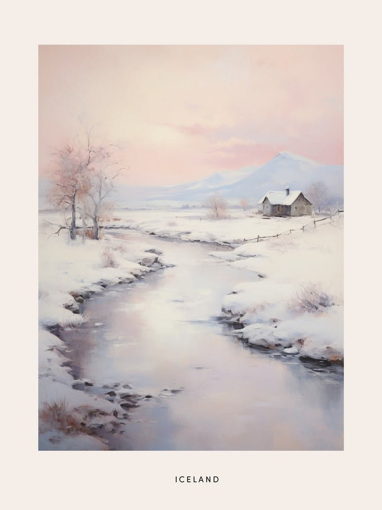 Dreamy Winter Painting Poster Iceland 2