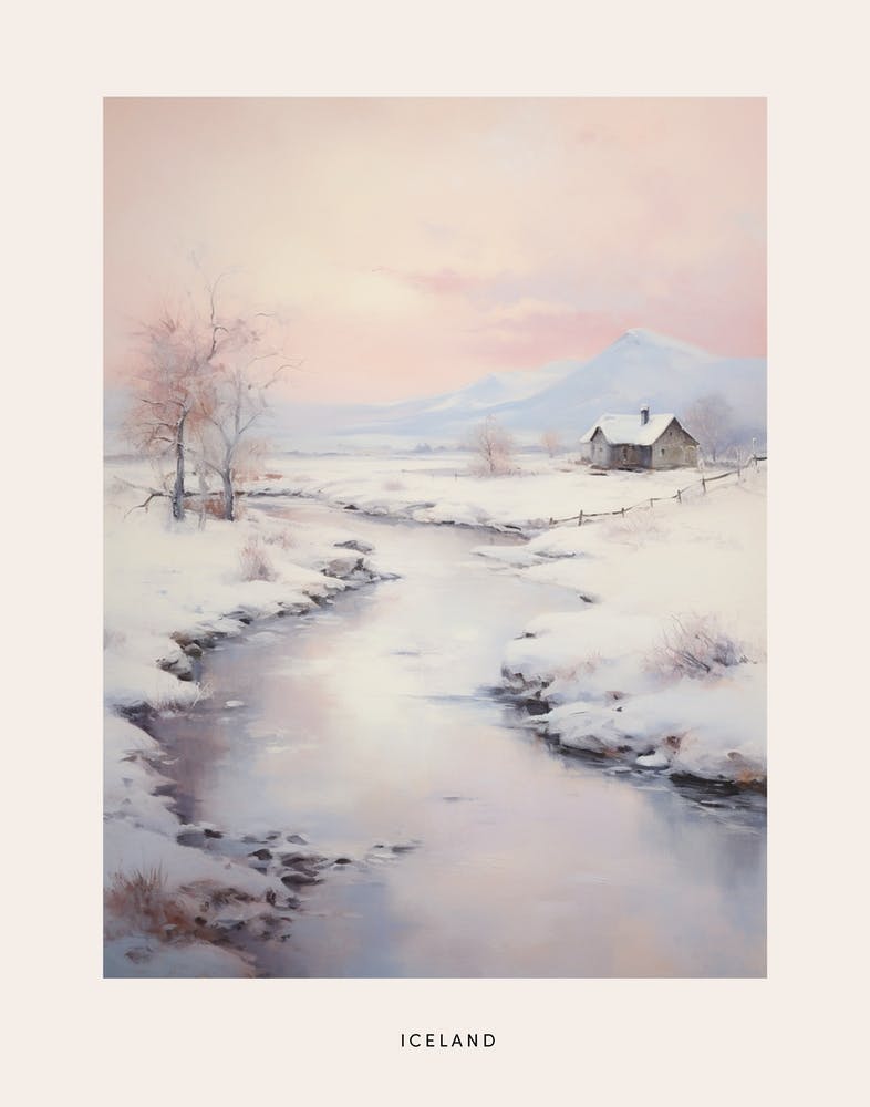 Dreamy Winter Painting Poster Iceland 2