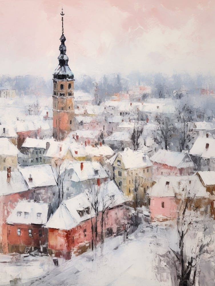 Dreamy Winter Painting Vilnius Lithuania 1