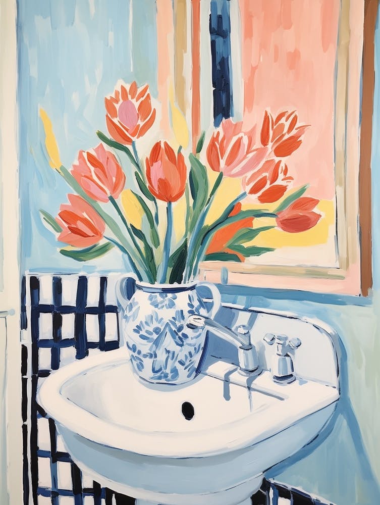 Eine Vase mit Tulpe, Blumenstrauß 3