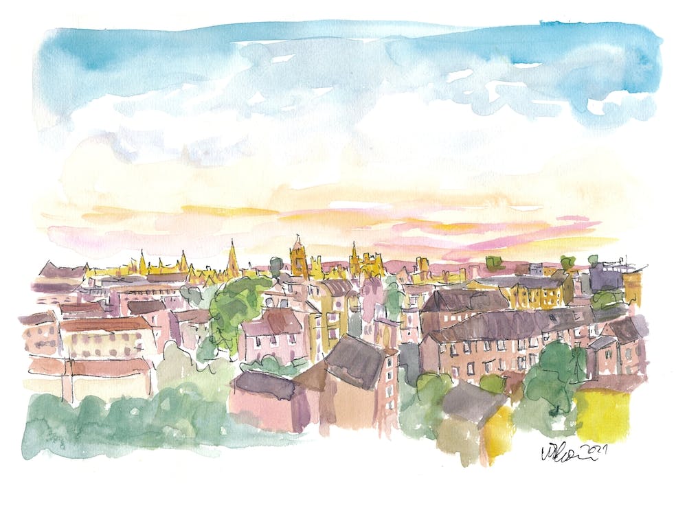 Rooftop View Of Oxford England