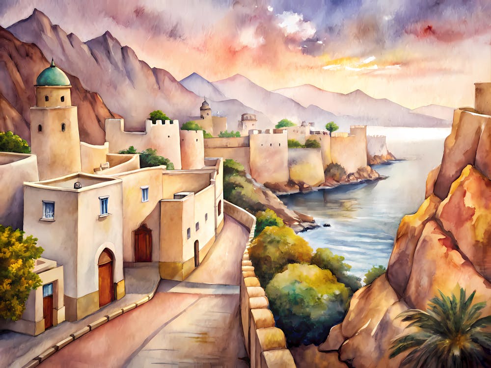 Muscat Oman A Vintage Illustration 1