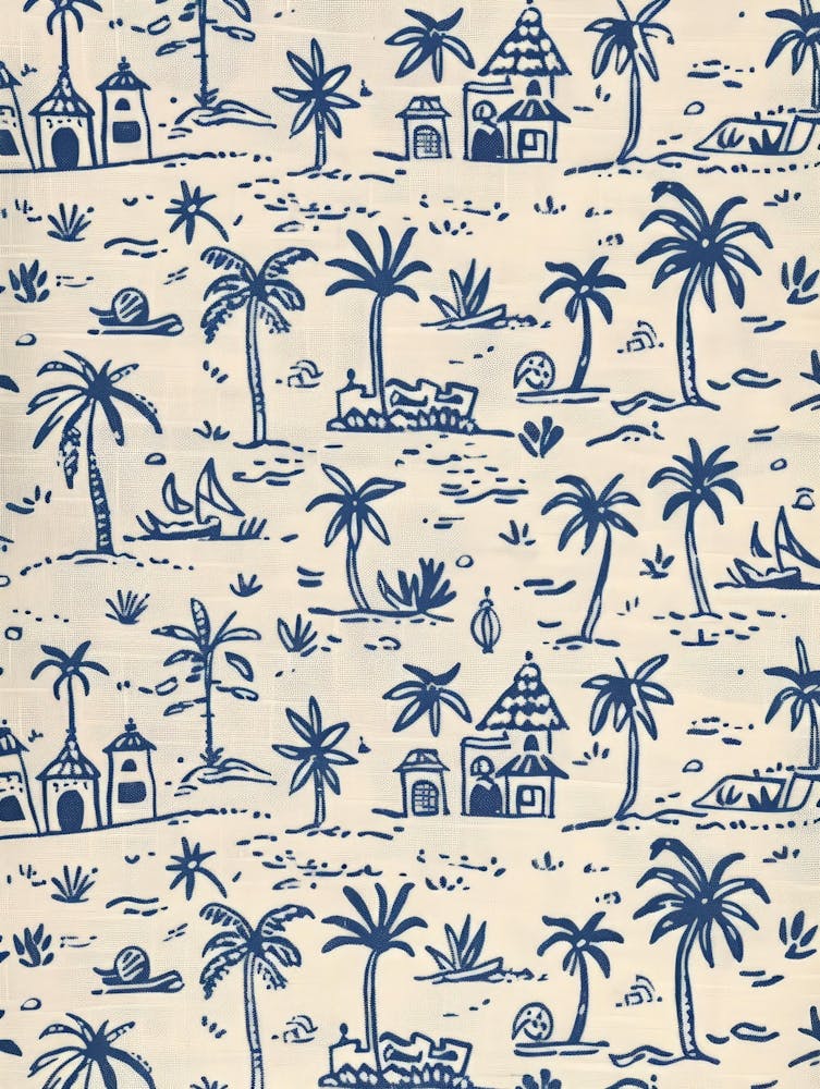 Blue And White Palm Trees 6