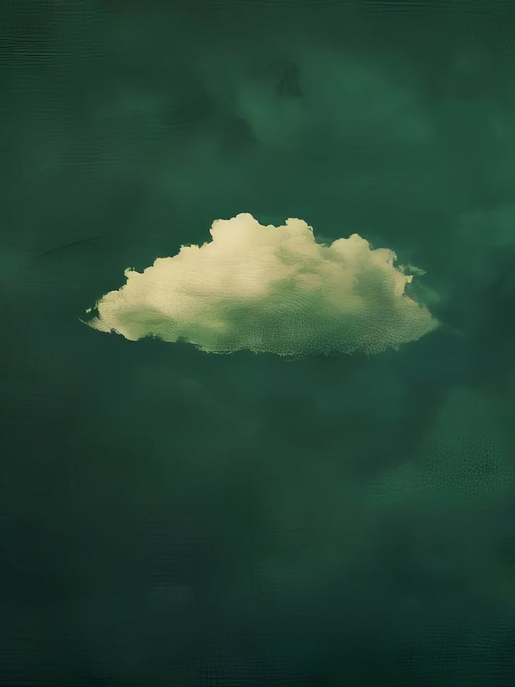 Green Cloud Print Moody Cloud Painting Emerald Green Wall Art Emerald Print Sky Print Vintage Painting Muted Print Maximalist Print