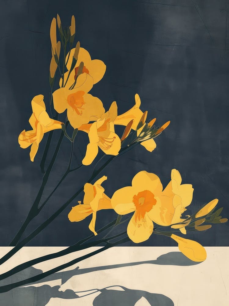 Freesia Flowers On A Table   Contemporary Illustration 2