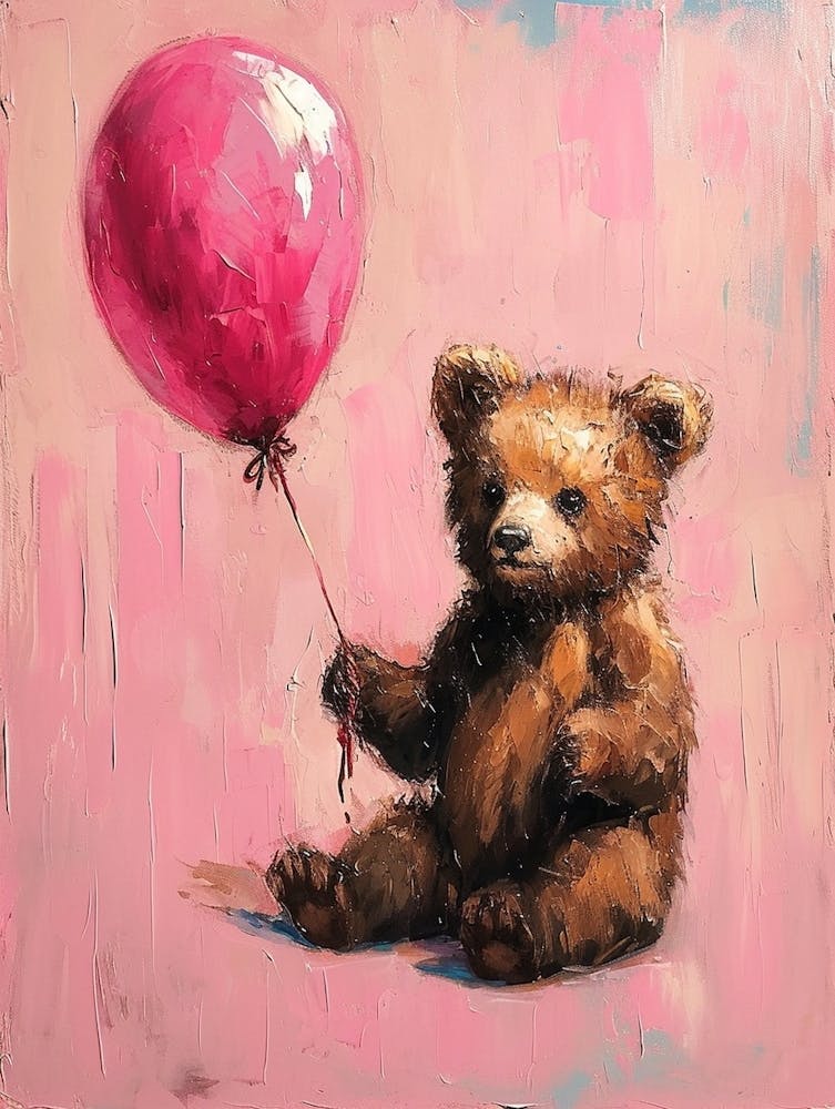 Cute Brown Bear 3 With Balloon
