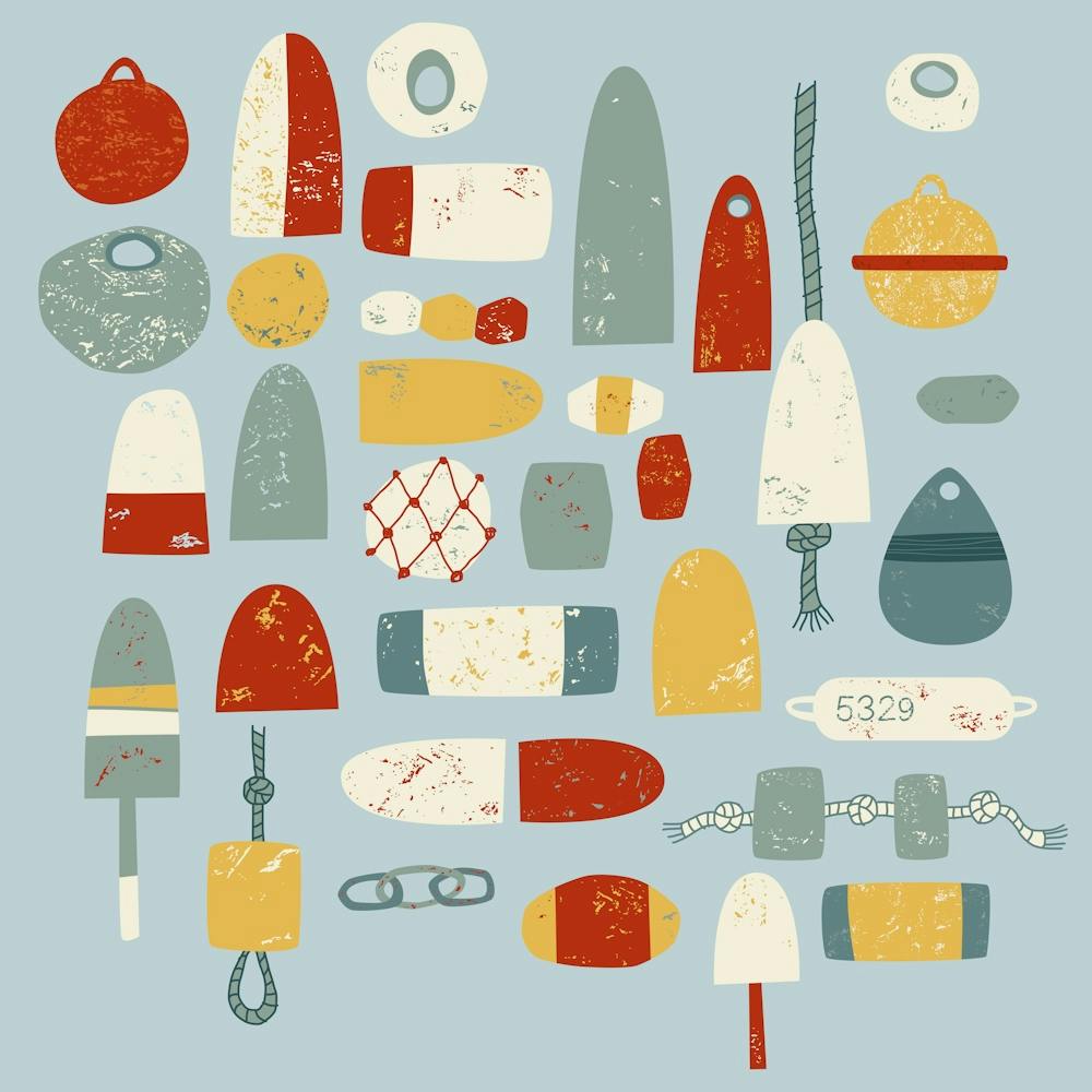 Fishing Lures Floats Nets and Buoys Blue