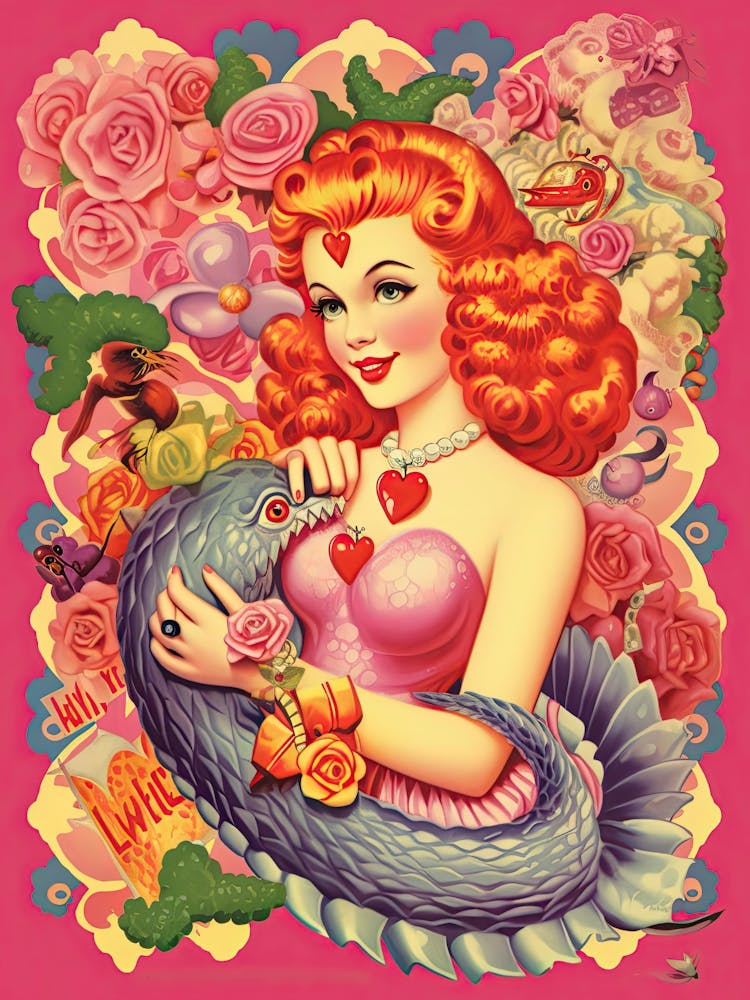 Kitsch Fille Saint-Valentin Années 1940
