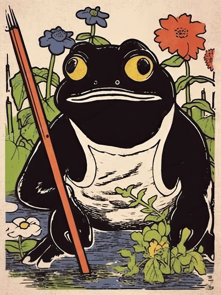 Grenouille dans le jardin, style japonais inspiré de Matsumoto Hoji 11