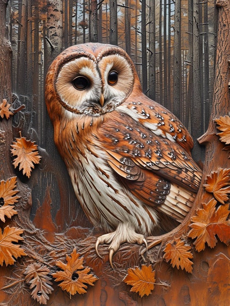 Boreal Owl Relief Illustration 2